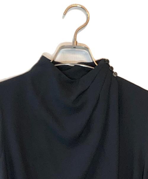 L'AUBE BLANC（ローブ ブラン）L'AUBE BLANC (ローブ ブラン) Belted Drape Dress ブラック サイズ:S 未使用品の古着・服飾アイテム