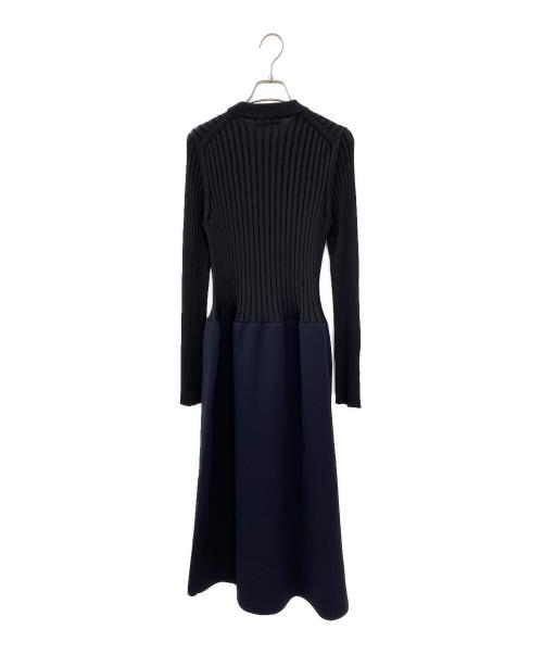 JIL SANDER（ジルサンダー）JIL SANDER (ジルサンダー) ビスコースニット ドッキングドレス ブラック サイズ:36の古着・服飾アイテム