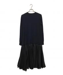 JIL SANDER（ジルサンダー）の古着「プリーツニットワンピース」｜ネイビー