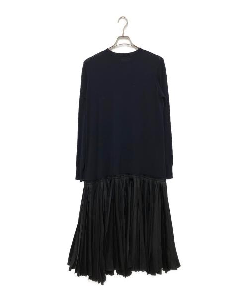 JIL SANDER（ジルサンダー）JIL SANDER (ジルサンダー) プリーツニットワンピース ネイビー サイズ:32の古着・服飾アイテム