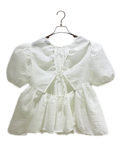 CECILIE BAHNSEN（セシリーバンセン）CECILIE BAHNSEN (セシリーバンセン) Kastanje Top/パフスリーブトップス ホワイト サイズ:UK12/US8の古着・服飾アイテム