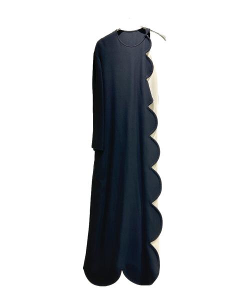 VALENTINO（ヴァレンティノ）VALENTINO (ヴァレンティノ) SCALLOP TRIM LAYERED DRESS/スカラップトリム レイヤードドレス/QB0AE3361MM ブラック×アイボリー サイズ:40の古着・服飾アイテム