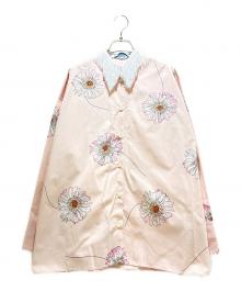 PRADA（プラダ）の古着「プリントポプリンオーバーサイズシャツ/P419HSOOO14YO」｜ピンク