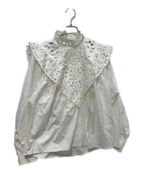 Chloe（クロエ）Chloe (クロエ) ハイネックカットワークブラウス ホワイト サイズ:38の古着・服飾アイテム