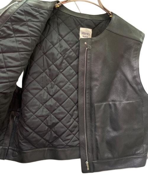 HERMES（エルメス）HERMES (エルメス) クロップドレザーベスト ブラック サイズ:40の古着・服飾アイテム