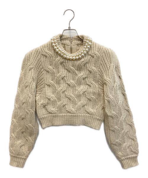 CLANE（クラネ）CLANE (クラネ) PEARL NECK KNIT TOPS アイボリー サイズ:SIZE 1の古着・服飾アイテム