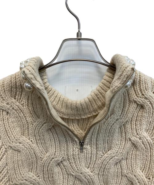 CLANE（クラネ）CLANE (クラネ) PEARL NECK KNIT TOPS アイボリー サイズ:SIZE 1の古着・服飾アイテム