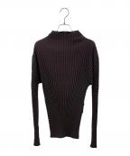 ISSEY MIYAKEイッセイミヤケ）の古着「ハイネックプリーツカットソー」｜ブラウン