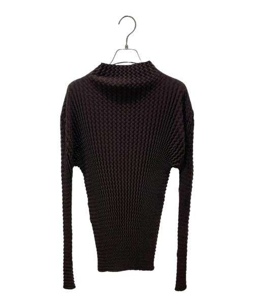 ISSEY MIYAKE（イッセイミヤケ）ISSEY MIYAKE (イッセイミヤケ) ハイネックプリーツカットソー ブラウン サイズ:2の古着・服飾アイテム