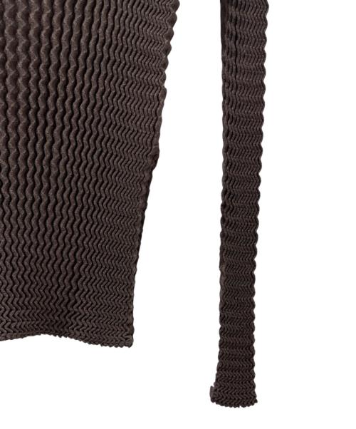 ISSEY MIYAKE（イッセイミヤケ）ISSEY MIYAKE (イッセイミヤケ) ハイネックプリーツカットソー ブラウン サイズ:2の古着・服飾アイテム