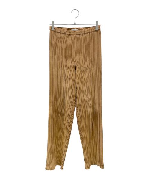 ISSEY MIYAKE（イッセイミヤケ）ISSEY MIYAKE (イッセイミヤケ) スウェードライクプリーツパンツ ブラウン サイズ:2の古着・服飾アイテム