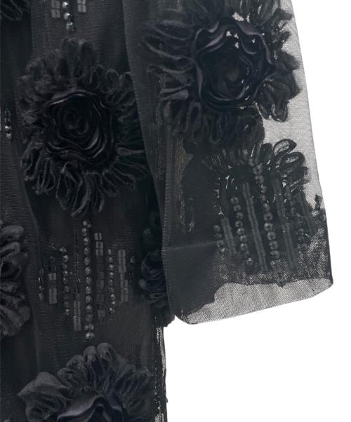 DRIES VAN NOTEN（ドリスヴァンノッテン）DRIES VAN NOTEN (ドリスヴァンノッテン) フラワーモチーフチュールカーディガン ブラック サイズ:36の古着・服飾アイテム