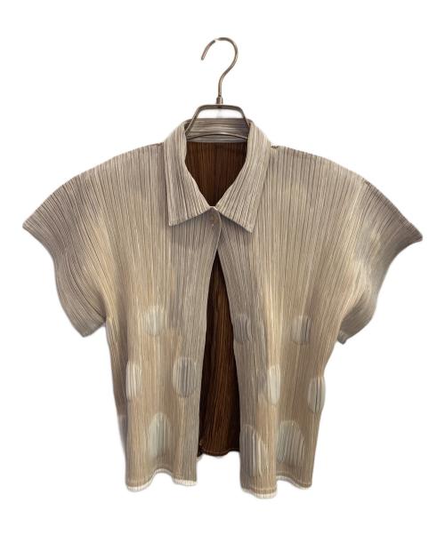 PLEATS PLEASE（プリーツプリーズ）PLEATS PLEASE (プリーツプリーズ) ドットプリーツショートスリーブシャツ ベージュ サイズ:3の古着・服飾アイテム