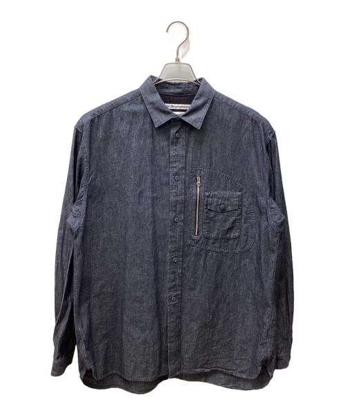 WHITE MOUNTAINEERING（ホワイトマウンテ二アニング）WHITE MOUNTAINEERING (ホワイトマウンテ二アニング) GUSSET SLEEVE POCKET CHAMBRAY WORK SHIRT インディゴ サイズ:１の古着・服飾アイテム