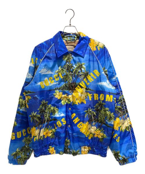 GUCCI（グッチ）GUCCI (グッチ) From Los Angeles Print Nylon/694137 ZAJI0 Jacket ブルー×イエロー サイズ:50の古着・服飾アイテム