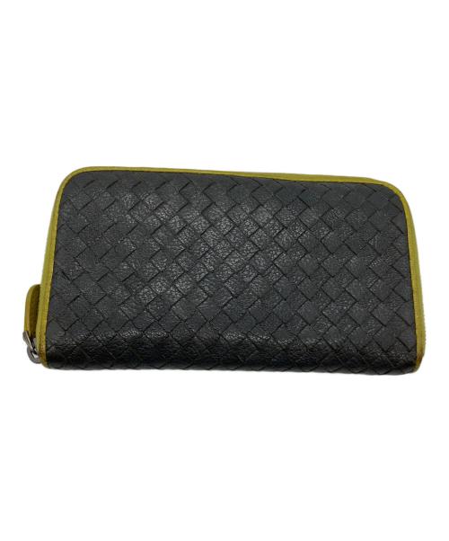 BOTTEGA VENETA（ボッテガベネタ）BOTTEGA VENETA (ボッテガベネタ) ラウンドファスナー財布 グレー×イエローの古着・服飾アイテム