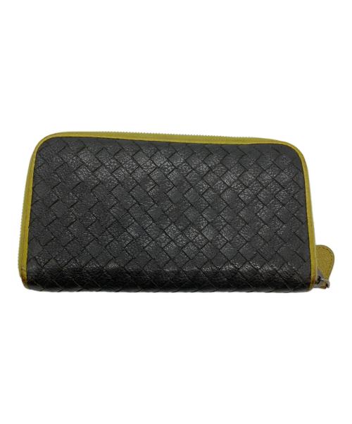 BOTTEGA VENETA（ボッテガベネタ）BOTTEGA VENETA (ボッテガベネタ) ラウンドファスナー財布 グレー×イエローの古着・服飾アイテム