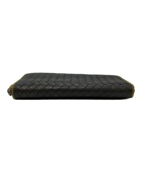 BOTTEGA VENETA（ボッテガベネタ）BOTTEGA VENETA (ボッテガベネタ) ラウンドファスナー財布 グレー×イエローの古着・服飾アイテム