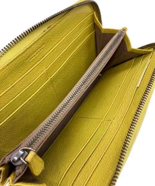 BOTTEGA VENETA（ボッテガベネタ）BOTTEGA VENETA (ボッテガベネタ) ラウンドファスナー財布 グレー×イエローの古着・服飾アイテム