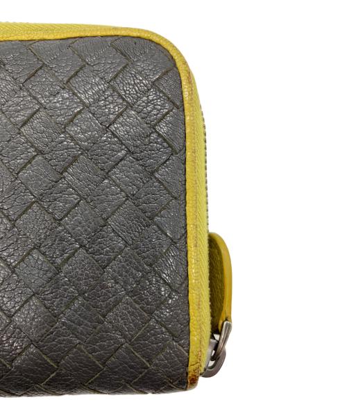 BOTTEGA VENETA（ボッテガベネタ）BOTTEGA VENETA (ボッテガベネタ) ラウンドファスナー財布 グレー×イエローの古着・服飾アイテム