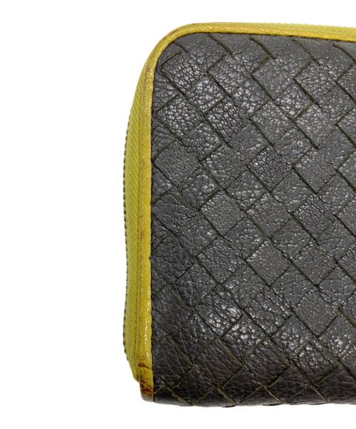 BOTTEGA VENETA（ボッテガベネタ）BOTTEGA VENETA (ボッテガベネタ) ラウンドファスナー財布 グレー×イエローの古着・服飾アイテム