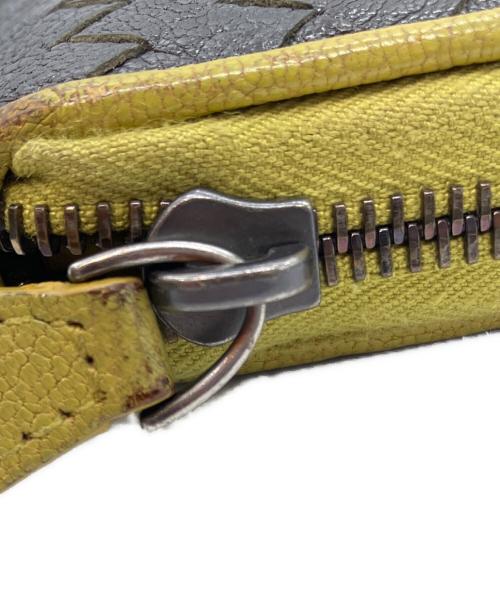 BOTTEGA VENETA（ボッテガベネタ）BOTTEGA VENETA (ボッテガベネタ) ラウンドファスナー財布 グレー×イエローの古着・服飾アイテム