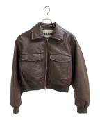 NKNITンニット）の古着「synthetic leather padded jacket」｜ブラウン