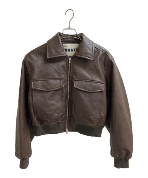 NKNIT（ンニット）NKNIT (ンニット) synthetic leather padded jacket ブラウンの古着・服飾アイテム