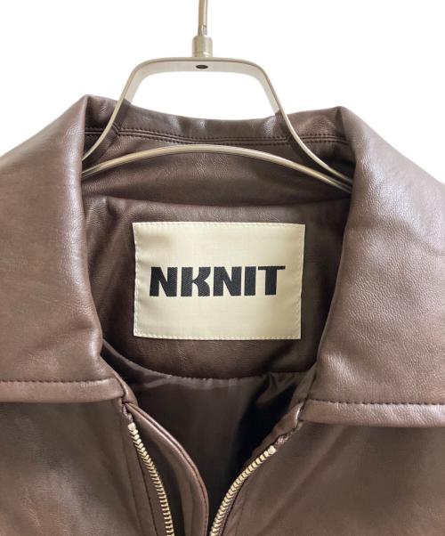 NKNIT（ンニット）NKNIT (ンニット) synthetic leather padded jacket ブラウンの古着・服飾アイテム