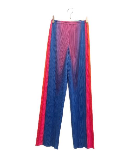 PLEATS PLEASE（プリーツプリーズ）PLEATS PLEASE (プリーツプリーズ) レインボーグラデーションパンツ ブルー サイズ:3の古着・服飾アイテム