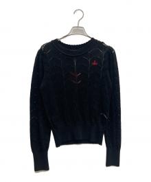 Vivienne Westwood RED LABEL（ヴィヴィアンウエストウッドレッドレーベル）の古着「ワンポイント刺繍ニット」｜ブラック
