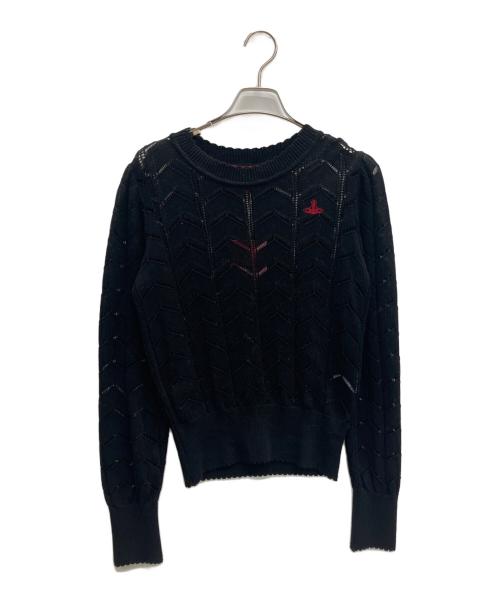 Vivienne Westwood RED LABEL（ヴィヴィアンウエストウッドレッドレーベル）Vivienne Westwood RED LABEL (ヴィヴィアンウエストウッドレッドレーベル) ワンポイント刺繍ニット ブラック サイズ:size00 未使用品の古着・服飾アイテム