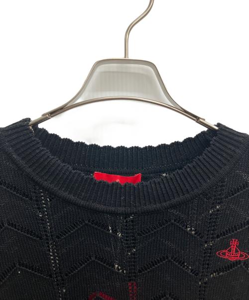 Vivienne Westwood RED LABEL（ヴィヴィアンウエストウッドレッドレーベル）Vivienne Westwood RED LABEL (ヴィヴィアンウエストウッドレッドレーベル) ワンポイント刺繍ニット ブラック サイズ:size00 未使用品の古着・服飾アイテム