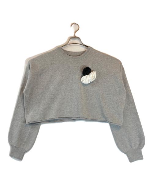 maison de Dolce.（メゾンドドルチェ）maison de dolce. (メゾンドドルチェ) rosette knit グレー サイズ:Fの古着・服飾アイテム
