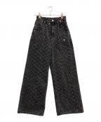 MAISON SPECIALメゾンスペシャル）の古着「Diamond Beads Embroidery Denim Pants」｜ブラック
