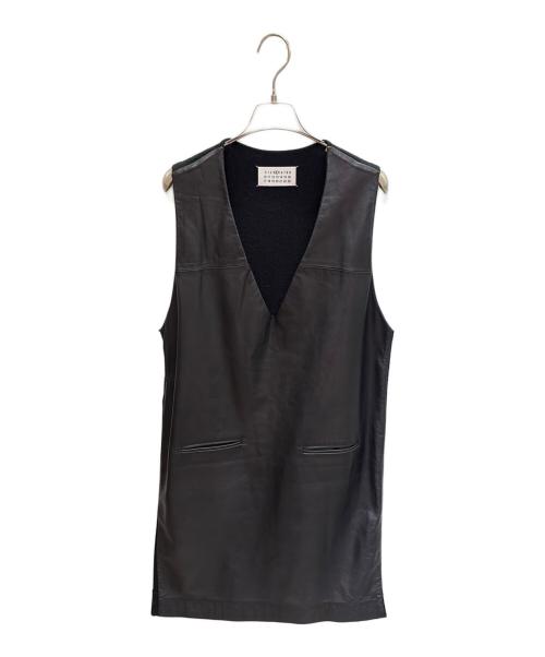 Maison Margiela（メゾンマルジェラ）Maison Margiela (メゾンマルジェラ) ラムレザー切替 ノースリーブワンピース ブラック サイズ:44の古着・服飾アイテム
