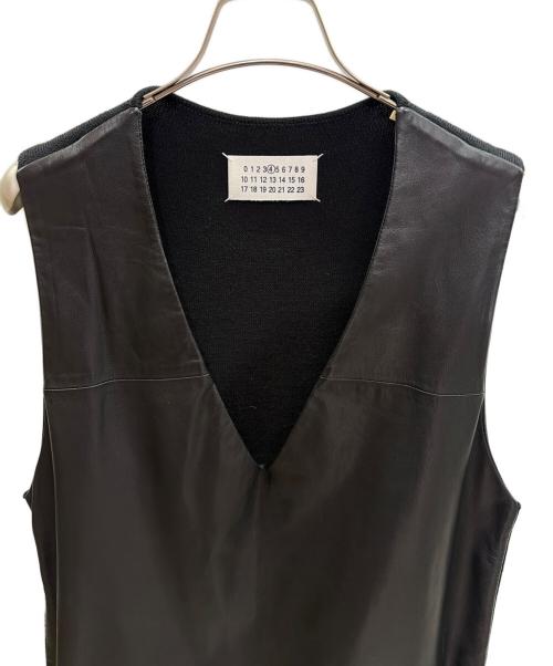 Maison Margiela（メゾンマルジェラ）Maison Margiela (メゾンマルジェラ) ラムレザー切替 ノースリーブワンピース ブラック サイズ:44の古着・服飾アイテム