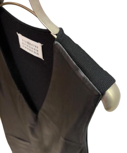Maison Margiela（メゾンマルジェラ）Maison Margiela (メゾンマルジェラ) ラムレザー切替 ノースリーブワンピース ブラック サイズ:44の古着・服飾アイテム