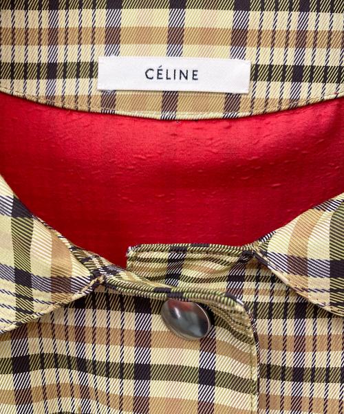 CELINE（セリーヌ）CELINE (セリーヌ) チェックゴム引きステンカラーコート ベージュ サイズ:40の古着・服飾アイテム