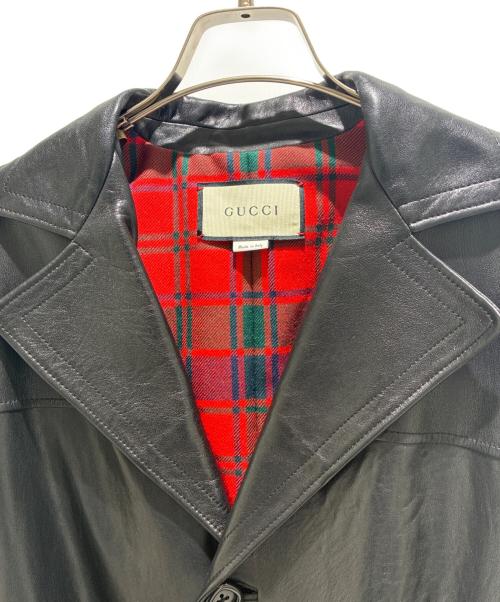 GUCCI（グッチ）GUCCI (グッチ) Lamb Leather Trench Coat/ラムレザートレンチコート/635428 XNAMP ブラック サイズ:36の古着・服飾アイテム