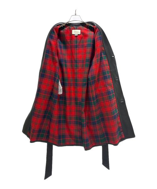 GUCCI（グッチ）GUCCI (グッチ) Lamb Leather Trench Coat/ラムレザートレンチコート/635428 XNAMP ブラック サイズ:36の古着・服飾アイテム