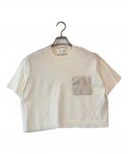 BEIGEベイジ）の古着「NADIA / レザーポケット付き半袖ニットTシャツ」｜ホワイト