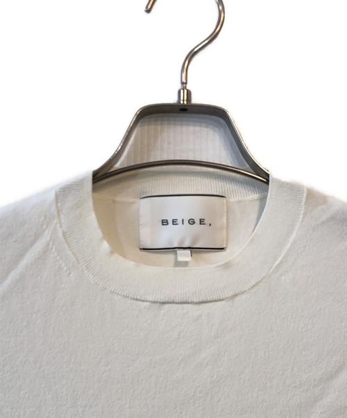 BEIGE（ベイジ）BEIGE (ベイジ) NADIA / レザーポケット付き半袖ニットTシャツ ホワイト サイズ:32の古着・服飾アイテム
