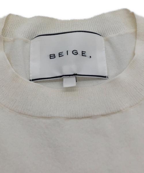 BEIGE（ベイジ）BEIGE (ベイジ) NADIA / レザーポケット付き半袖ニットTシャツ ホワイト サイズ:32の古着・服飾アイテム