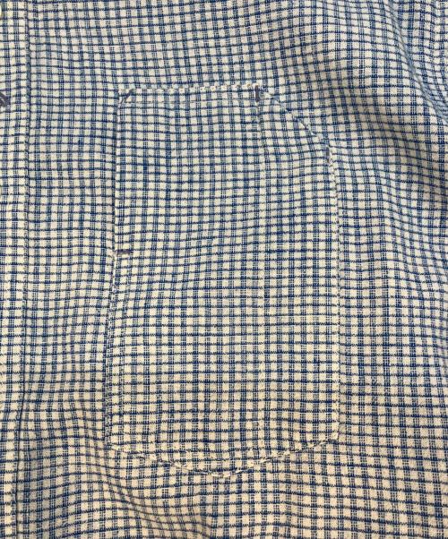 RRL（ダブルアールエル）RRL (ダブルアールエル) コットンリネンチェックバンドカラーシャツ ブルー サイズ:Ｌの古着・服飾アイテム