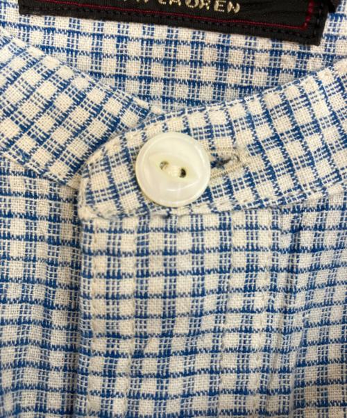 RRL（ダブルアールエル）RRL (ダブルアールエル) コットンリネンチェックバンドカラーシャツ ブルー サイズ:Ｌの古着・服飾アイテム