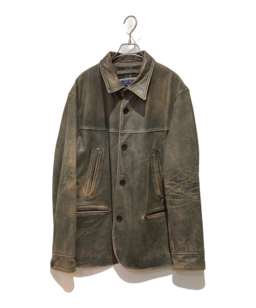 RRL（ダブルアールエル）RRL (ダブルアールエル) INDIGO LEATHER CAR COAT ブラウン サイズ:Ｌの古着・服飾アイテム