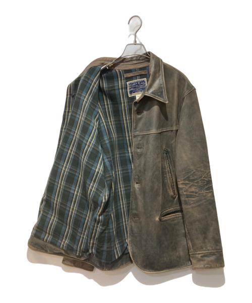 RRL（ダブルアールエル）RRL (ダブルアールエル) INDIGO LEATHER CAR COAT ブラウン サイズ:Ｌの古着・服飾アイテム