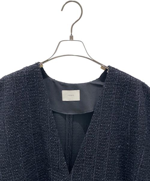 LE PHIL（ル フィル）LE PHIL (ル フィル) ツイードジレブラウス ネイビー サイズ:Fの古着・服飾アイテム
