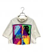 GUCCIグッチ）の古着「カットオフクロップドTシャツ」｜ホワイト